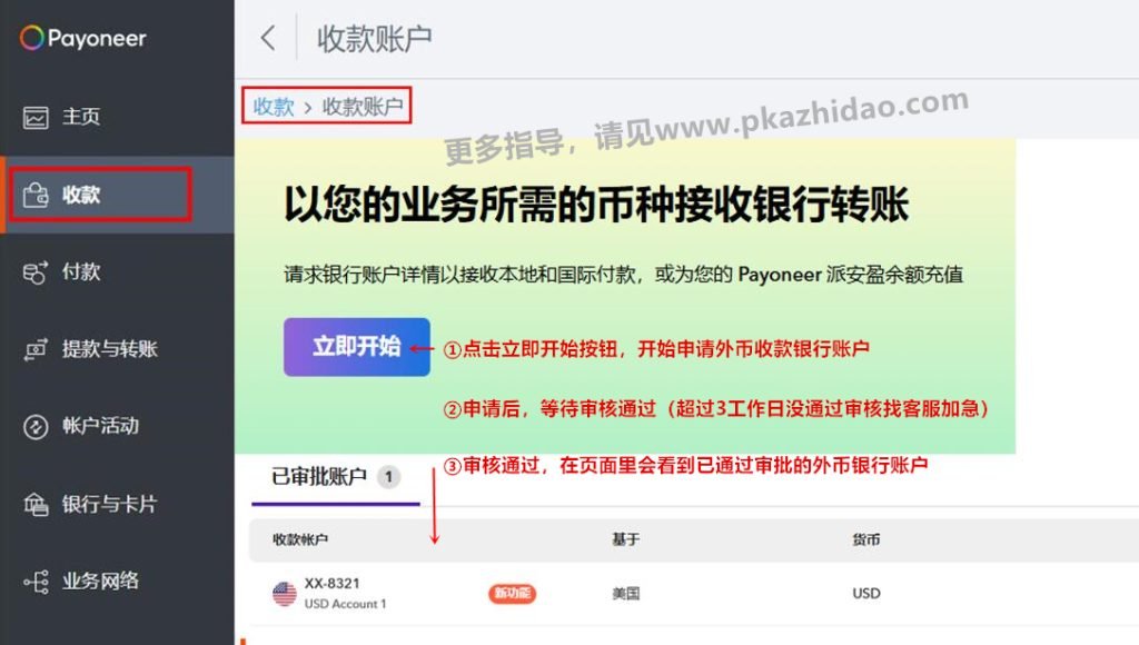-收款账户_zhidao-1024x580 Payoneer派安盈绑定收款亚马逊的18个站点店铺的模板 | Amazon & P卡